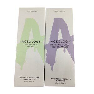 Aceology Green Tea & Berry Face Mask Set of 2 Skincare Brightening Dry Skin Care